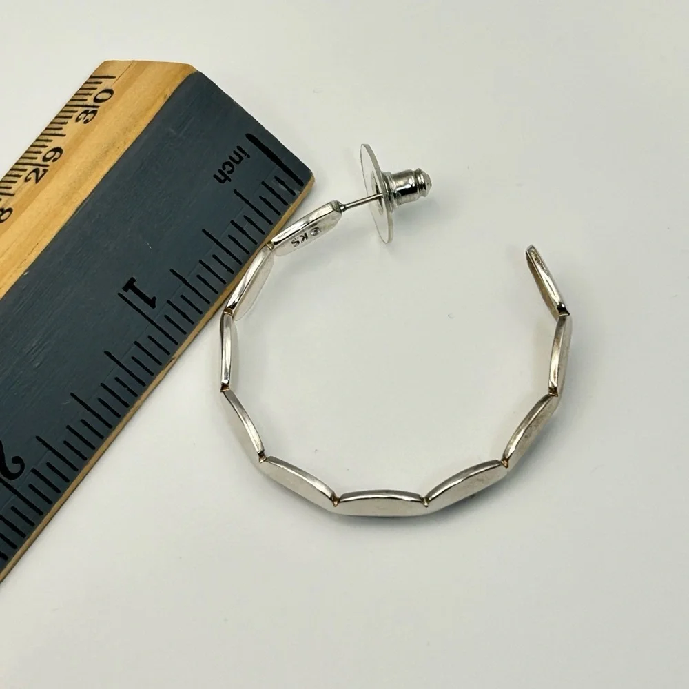 Kendra Scott Brooke Hoop Earrings Rhodium Plated Posts 1.5